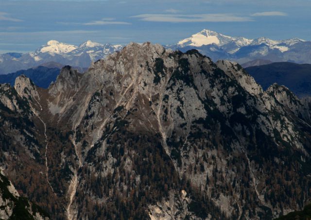 Ankogel i Hochalmspitze, na pierwszym planie Kamniti lovec