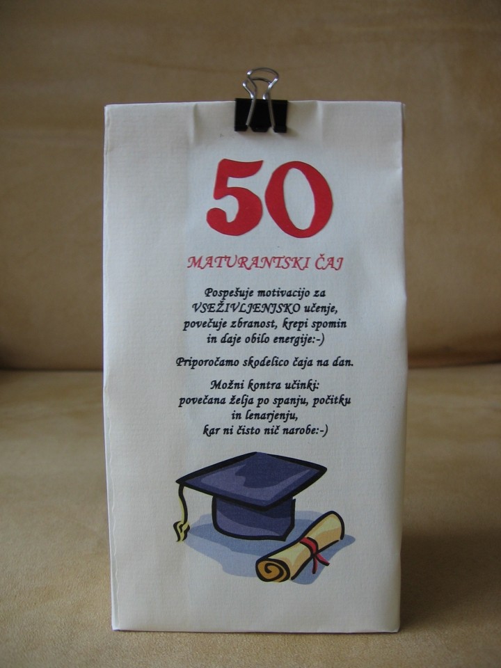 ... darilna vrečka za čaj za 50.obletnico mature:-)
