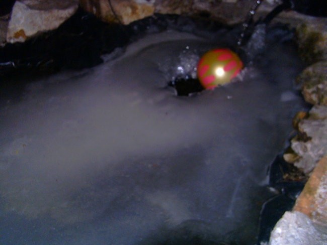ribnik pozimi okovan v ledu 