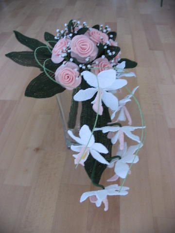 Kvačkan poročni šopek-crocheted flowers