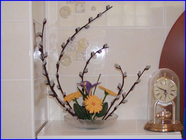 kvčkan aranžma-crocheted flowers