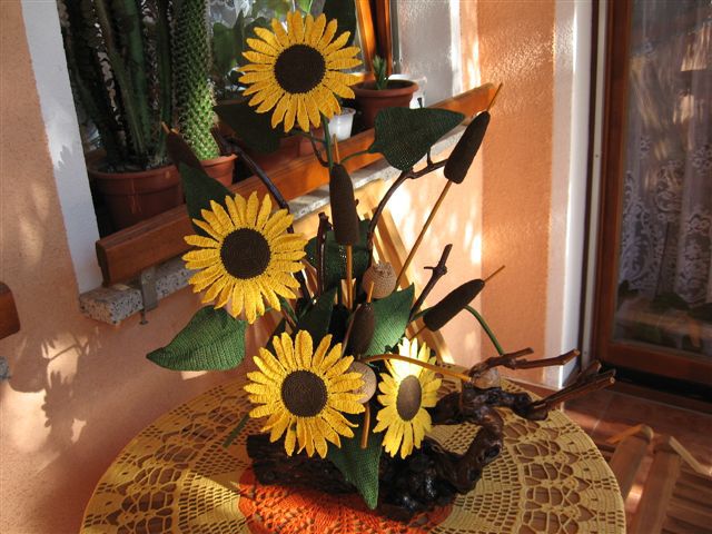 Kvačkane sončnice-crocheted flowers