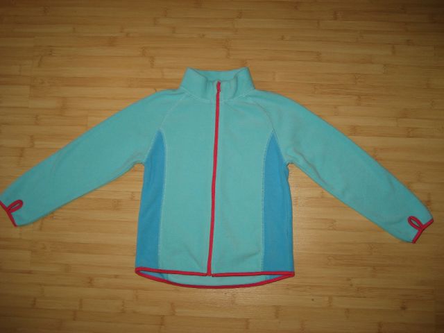 Flis, jopica, nenošen!, H&M št. 110-116, turkizen z malo modre in roza, 5 eur