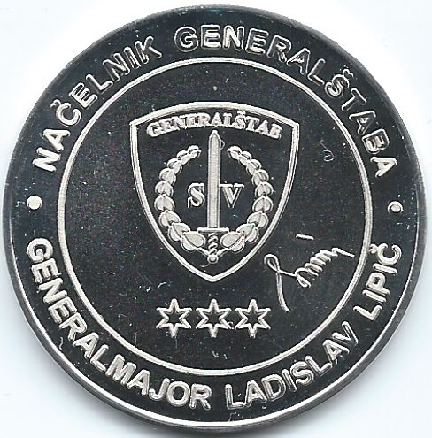 Generalmajor Ladislav Lipič, srebrn 925/000, teža 25.3g, 40mm, september 2005