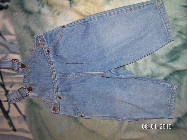 PRODANO - Jeans hlače na naramnice, 80 - 2e