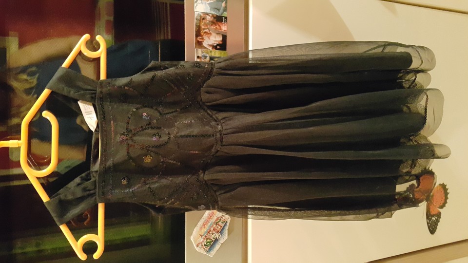 Črna svečana oblekica z bleščicami 110-116cm