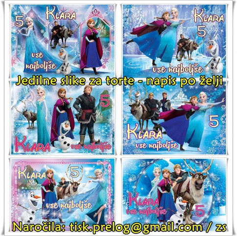 Jedilne slike za torte, slike za torto, hostje za torte frozen, ana in elsa