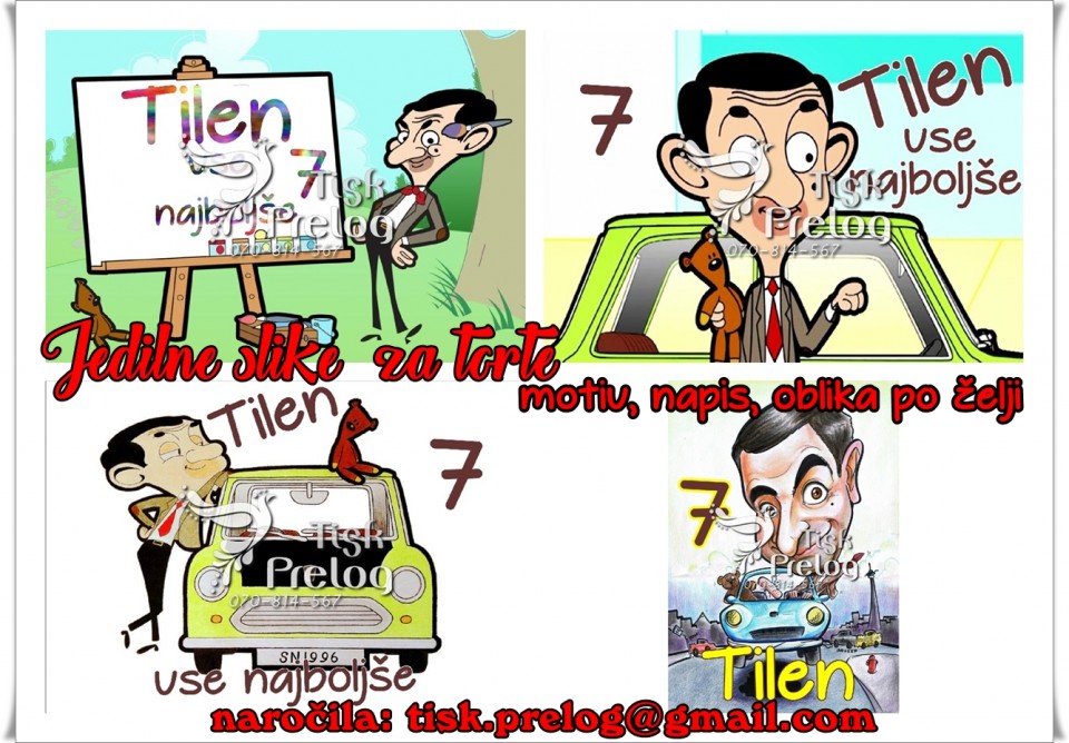 Jedilne slike za torte, slike za torto, hostje za torte mr.bean