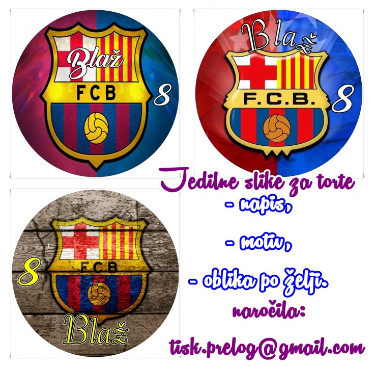 Jedilne slike za torte, slike za torto, hostje za torte fcb