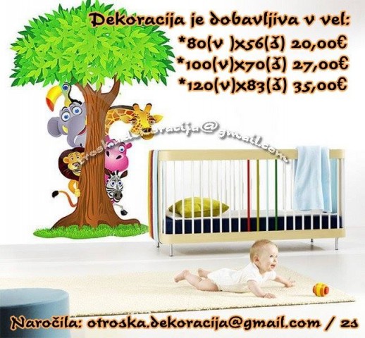 Otroške stenske nalepke , otroška dekoracija, nalepke za otroke drevo z živalmi
