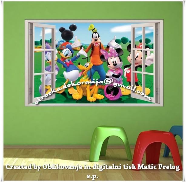 Otroške stenske nalepke , otroška dekoracija, nalepke za otroke Miki miška z prijatelji