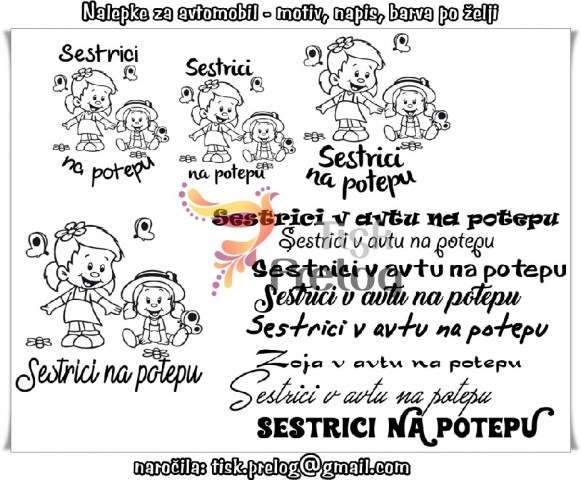 Nalepke za avtomobil sestrici, nalepka otrok v avtu deklici