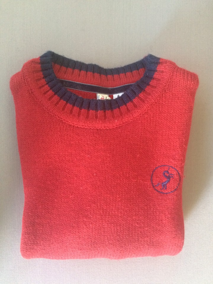 Rdeč pulover, 4 leta, 2€