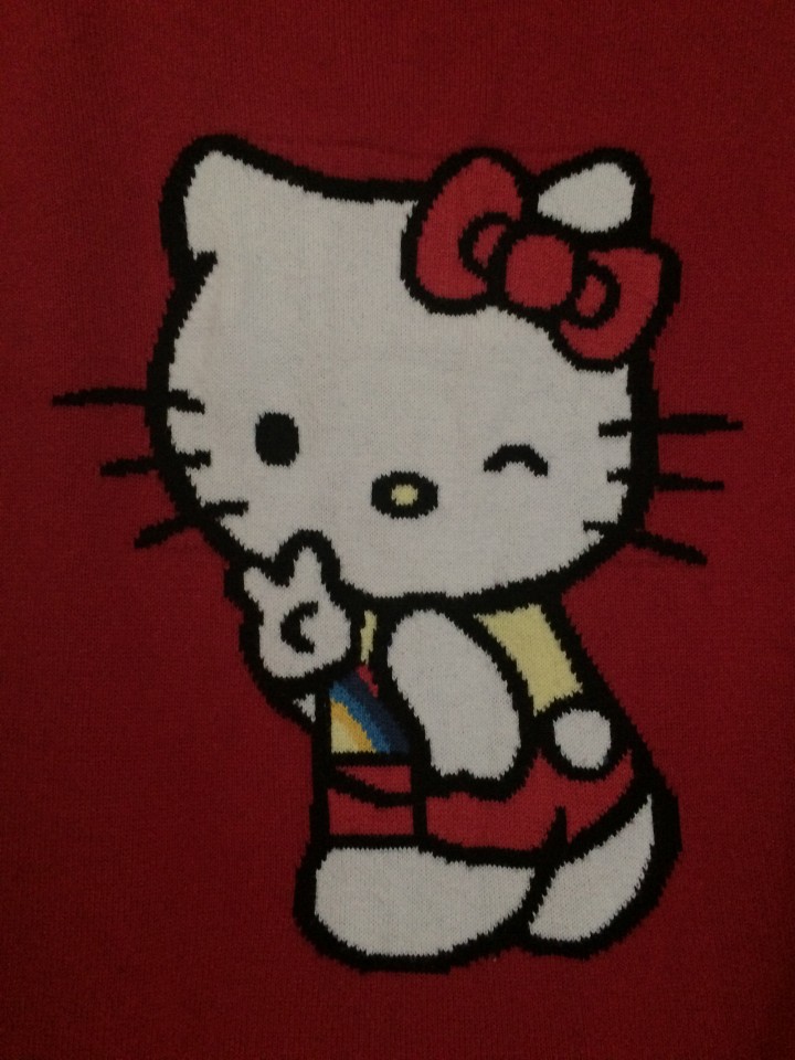 Pletena oblekica Hello Kitty, 6 let, h&m, 4€