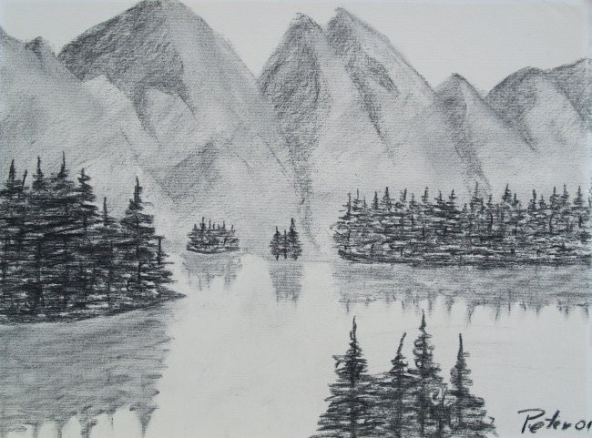 Gorsko jezero - OGLJE, 40x30cm