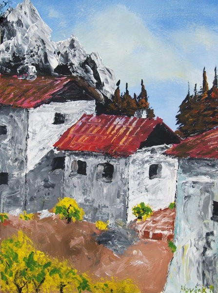 Primorska vasica, TEMPERA,29X41cm