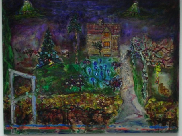 Brez naslova (hiša modre luči), 2004, 70x90 cm - akril, olje na platnu